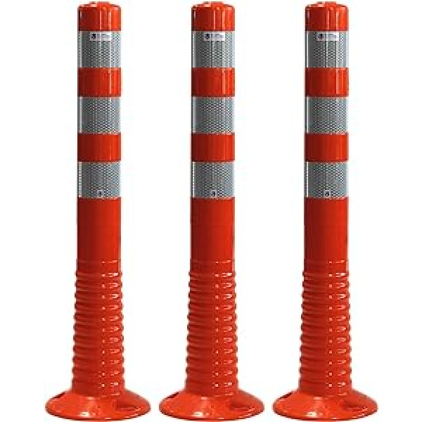 Iepakojumā 3 UvV® atstarojošie barjeras stabi, stabiņš 75 cm augsts, elastīgs oranžs, atstarojošs, paceļas (oranžs)