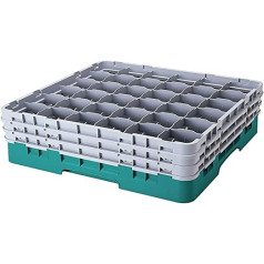 Cambro 36S738 kameras polipropilēna statīvs 7,3 cm diametra rokturim un bļodiņām, tirkīzs, 1/1 izmērs, 36 nodalījumi, augstums 19,6 cm, iepakojums 3 g.