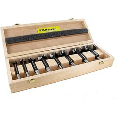 FAMAG 8-Piece Bormax 2.0 WS Forstner Drill Bit Set in Wooden Box, Diameter: 15, 20, 25, 30, 35, 40, 45 & 50 mm