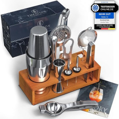 EMPATION Cocktail Set [Test Winner] 825 ml Shaker with Bar Accessories, Easy to Open, No Jamming, Professional, Made of Stainless Steel, with Stand & Recipe Book, Cocktail Mix Set for Bartender Home