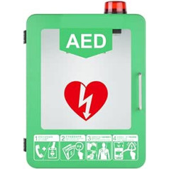 AED-Defibrillator-Aufbewahrungsschrank, an der Wand montierter Herz-Defibrillations-Alarmkasten aus Kunststoff mit Alarmsystem, Trennwandposition einstellbar, Doppelschaltersteuerung, passend für die