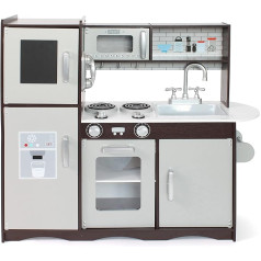 Bayer Chic 2000 - Wooden Play Kitchen for Children from 3 Years, Children's Kitchen, Brown, Silver