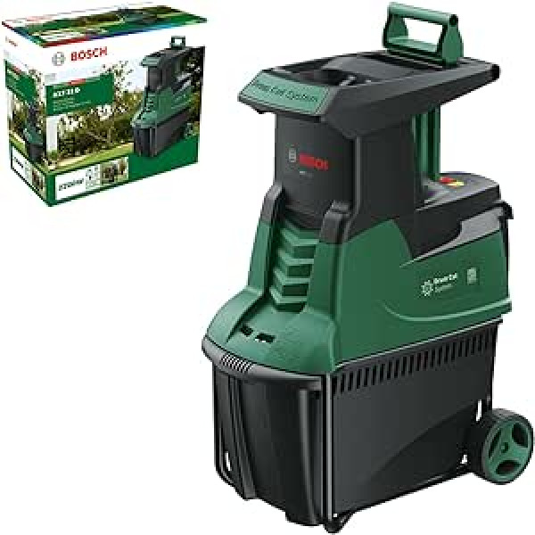 Bosch AXT 22 D klusais smalcinātājs (2200 W; piemērots koksnei, dzīvžogiem un ērkšķu krūmiem; integrētā savākšanas kaste 53 litri; kastē)