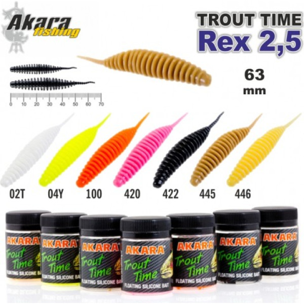 Silikona māneklis AKARA SOFTTAIL «Trout Time REX 2,5» Tutti Frutti