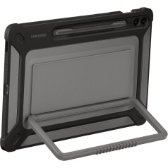 Samsung Bruņots futrālis ar statīvu priekš Galaxy Tab S9 FE+ Outdoor Cover Case, melns