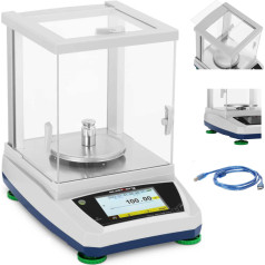 Analītiskie laboratorijas svari ar stikla pārsegu un LCD skārienpaneli 600 g / 0,01 g