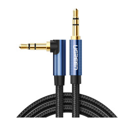 Kabeļa audio leņķa kabelis 2x mini ligzda 3,5 mm 0,5 m zils