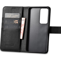 Icarer Ādas maka maciņš priekš Samsung Galaxy S23+ Wallet Case, melns