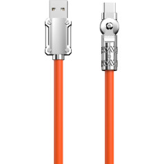Dudao Spēcīgs leņķiskais USB-A –USB-C kabelis 120 W 1 m 180 rotācijas oranžs