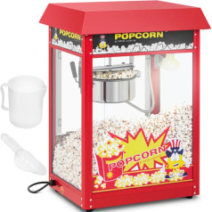 Retro popkorna popkorns TEFLON 1600 W 5-6 kg/h - sarkans