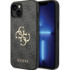 Guess PU Leather 4G Metal Logo Case Aizsargapvalks Priekš Apple iPhone 15 Plus