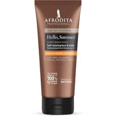 Afrodita Professional Art of Tanning Hello, vasaras pašiedeguma losjons sejai un ķermenim 150 ml mirdzošai, nevainojami iedegušai sejas ādai bez UV starojuma, bez parafīna