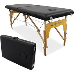 Mobiclinic , CM-01 Basic saliekamais masāžas galds, 180 x 60 cm, koks un mākslīgā āda, 2 gab., Eiropas zīmols, mobilais masāžas galds, regulējams augstums, aizdares sistēma, balsti 250 kg, krēmkrāsas