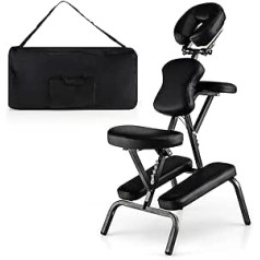 Relax4Life saliekamais masāžas krēsls, tetovēšanas krēsls, regulējams augstums, terapijas krēsls ar regulējamu krūškurvja atbalstu, roku balsts, galvas balsta sēdeklis, ārstniecības krēsls ar somu, maksimālā slodze 160 kg (melns)
