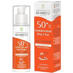 Laboratoire De Biarritz Laboratoires de Biarritz - sauļošanās krēms Baby & Child SPF50+ ALGA MARIS® Organic Certified - Sejai un ķermenim - Viegla un krēmīga tekstūra - 50 ml - Ražots Francijā