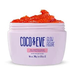 Coco & Eve Glow Figure Bali Buffing Sugar – trīskāršs skrubis gludai un barotai ādai | Pīlings ar pūķa augļu un ličī aromātu (240 g)