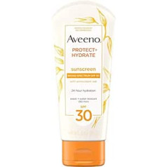 Aveeno Aveeno Protect + Hydrate sauļošanās losjons ar plaša spektra aizsardzību SPF 30, Active Naturals auzu, sviedru un ūdens noturīga saules aizsardzība, 3 unces