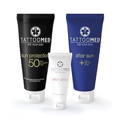 Tattoomed Tattoo Protection Pool Kit — komplekts (Sun Protection SPF 50 100 ml & After Sun 100 ml & After Tattoo 25 ml)