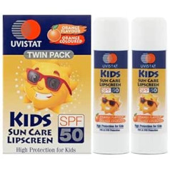 Uvistat Kids Sun Care lūpu aizsargkrēms SPF50 mitrinošs lūpu balzams bērniem, kas novērš lūpu sausumu un plaisāšanu 2 tūbiņas