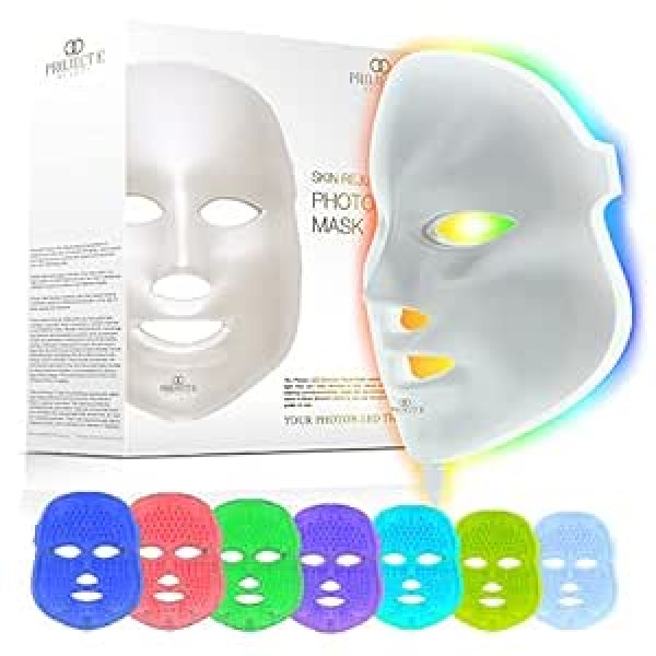 Project E Beauty 7 Colour LED Light Therapy Face Mask | Anti-Aging Skin Care | Skin Tightening | Reduces Wrinkles | Brightens Skin | Collagen Boost