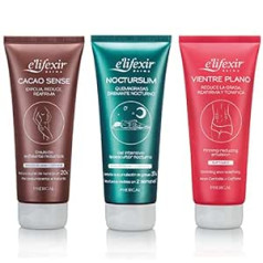 E'lifexir Elifexir Pack of 3 Cacao Sense + Nocturslim + Vientre Plano Reducing Creams Ķermeņa skrubis Gēls taukus samazinošs krēms Iedarbība plakans vēders 3 x 200 ml