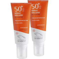 Alga Maris Sun Spray SPF50 100 ml Organic Certified Natural Cosmetics from Laboratoires de Biarritz with Instant Protection and No Whitening Effect Pack of 2