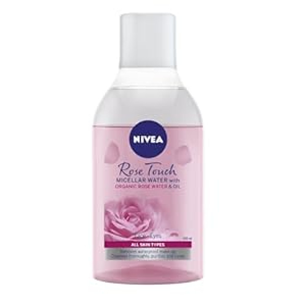 Nivea Rose Touch micelārais ūdens 400 ml efektīvi noņem ūdensizturīgu kosmētiku, maigi attīra, baro un mitrina ādu, atjaunojot tās dabisko līdzsvaru un mitrināšanu (2 iepakojumā)