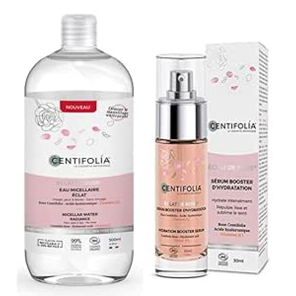 Centifolia Eclat de Rose micelārais ūdens 500ml + Eclat de Rose Eclat de Rose mitrinošs serums 30ml | Ideāli piemērots dehidrētai ādai | Lieliski noņem grimu | Ādas lobīšanās | Ražots Francijā