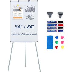 MAKELLO Flipchart Stand 90 x 60 cm, Whiteboard with Stand, Height Adjustable, Dry Wipe Magnetic, Flip Chart Tripod for Office, School, Home