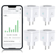 WLAN viedligzda 5 GHz, Alexa ligzda EIGHTREE, viedās mājas WiFi ligzda, Alexa piederumi, enerģijas patēriņa mērīšana, grafiks, attālā piekļuve, darbojas ar Alexa, Google Home, SmartThings, 16A, 4