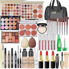 All in One Makeup Kit for Women Full Kit, Travel Makeup Kit, Makeup Gift Set for Women and Girls, Makeup Essential Bundle Include Foundation Eyeshadow Palette Lipstick Eyebrow Pencil Cosmetic Brush