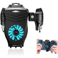 Game Controller Trigger with Portable Fan Silent Game Joystick Mobile Controller L1R1 Mobile Game Trigger Joystick Cooler Fan for Android/iOS Phones