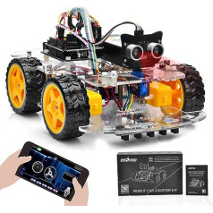 OSOYOO sākuma komplekts Robota modeļa automašīnas komplekts Arduino, STEM tālvadības pults, izmantojot lietotni izglītojošai motorizētai robotikai celtniecībai