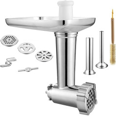 Gdrtwwh Meat grinder attachment suitable for Kenwood Chef(KVC, KVL, KCC) and kMix food processors (KMX), with 2 sausage filling tubes and 4 grinding plates