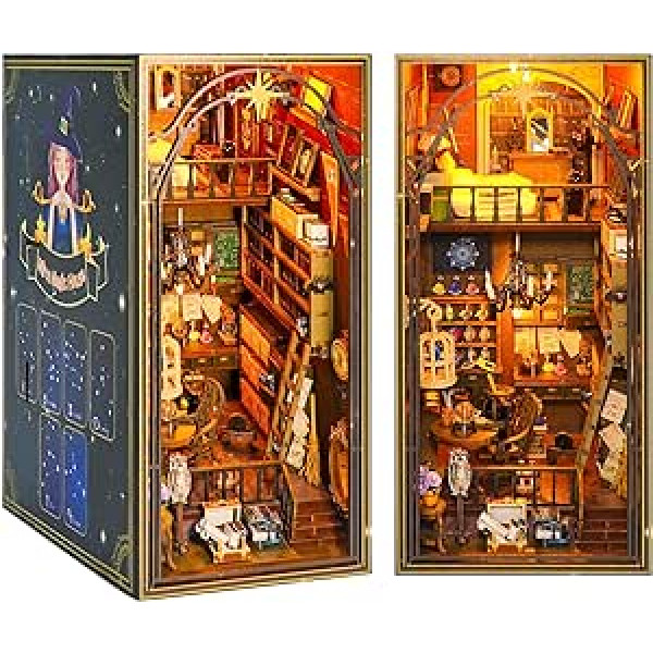Cuteefun DIY Miniatūru leļļu māja, Book Nook DIY, Grāmatu stūris Grāmatu skapja ieliktnis, Dekorācija Izveidojiet savu amatniecības māju modeļa dzimšanas diena (Mira Magic House)