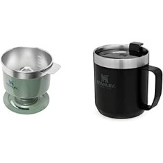 Stanley Perfect Brew Pour Over — pagatavo 1-6 tases | Atkārtoti lietojama un klasiska leģendārā nometnes krūze, termiskā krūze, 354 ml, matēta melna ar dubultām sienām, vakuumizolēta kafijas krūze līdzi ņemšanai