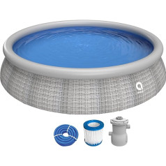 Avenli Pool 396 x 84 cm Family Prompt Set Pool Above Ground Pool with Pump Hoses Filter Cartridge Pool Set Grey Garden Pool Round Swimming Pool for Families and Children Grey Rattan Look