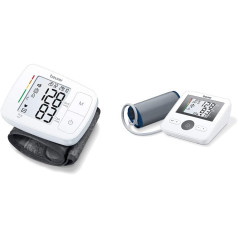 Beurer BC 21 Wrist Blood Pressure Monitor with Voice Output in German, English, French, Italian or Turkish & BM 27 Upper Arm Blood Pressure Monitor with Cuff Seat Control