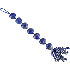 Nupuyai 30cm Lapis Lazuli piekarināms sirds ornaments mašīnai un logu dekorēšanai akmens pušķi, roku darbs veiksmei, meditācijai Reiki