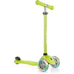 Globber Primo Lights – Tretroller Kinder, 120/80 mm, ABEC 5, 3 rāmis, augstceltne, LED-Leuchtrollen, neona