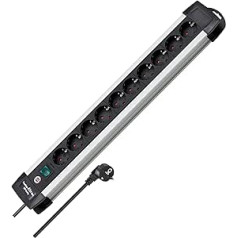 Brennenstuhl Premium Alu-Line Power Strip with Switch, Black, 1391000010