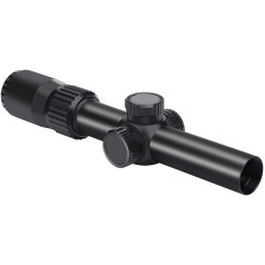 Feyachi Tactical Optics Falcon 1-4x24 SFP šautenes tēmēklis, sarkans, apgaismots Starburst tīklveida šautenes tēmelis medībām, šaušanai, 30 mm (1,2 collas) caurule, matēta melna