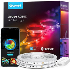 Govee RGBIC LED sloksne 20 m, Bluetooth LED sloksne, segmentu vadība, mūzikas sinhronizācija, 64 sižetu režīmi, vadāma, izmantojot lietotņu vadību, krāsu maiņa, piemērota mājām, guļamistabai, spēlēm, 2 10 m ruļļi