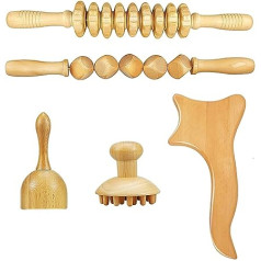 5-in-1 Maderoterapijas komplekts, Pretcelulīta Massager Wood, Masāžas Roller Fascia Roller Gua Sha Cup masāžas komplekts, Nostiprina ādu, kaklam, kājām, mugurai, sāpju mazināšanai un relaksācijai