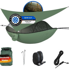 GearBear Hammock Mosquito Net & Tarp with Suspension & Waterproof Pack Bag Hammock Tent 230 kg Load PopUp Mosquito Net 260 x 140 cm Outdoor Hammock Camping
