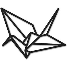 Beautiwall Origami Bird Modern Wall Decoration Metal Black - Coated Wall Decoration Metal Pictures - Living Room Bathroom Bedroom Wall Decoration Metal Decoration - Includes Adhesive Strips