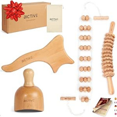 BICTIVE Maderotherapy Set 4 in 1 with Bag Anti Cellulite Massager, Lymphatic Drainage Device, Massage Wood, Massage Roller Wood, Lyphatic Massager, Madero Massage, Massager Legs, Roller