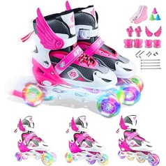 Adjustable Inline Skates for Boys Girls Beginners, 3 in 1 Roller Skates, Triskates Inline Skates with LED Luminous Wheel, Safe and Durable for Women and Men, Children and Adults