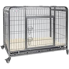 MaxxPet suņu kaste - Suņu būris - Saliekams metāla suņu būris - Komplektā suņu spilvens - Suņu transportēšanas kaste - Suņu kaste lieliem un maziem suņiem - Tērauds - Melns - 125 x 76 x 81 cm