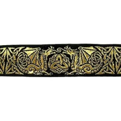 10 m Celtic Border Woven Ribbon 50 mm Wide Colour: Black/Gold 50027-swgo